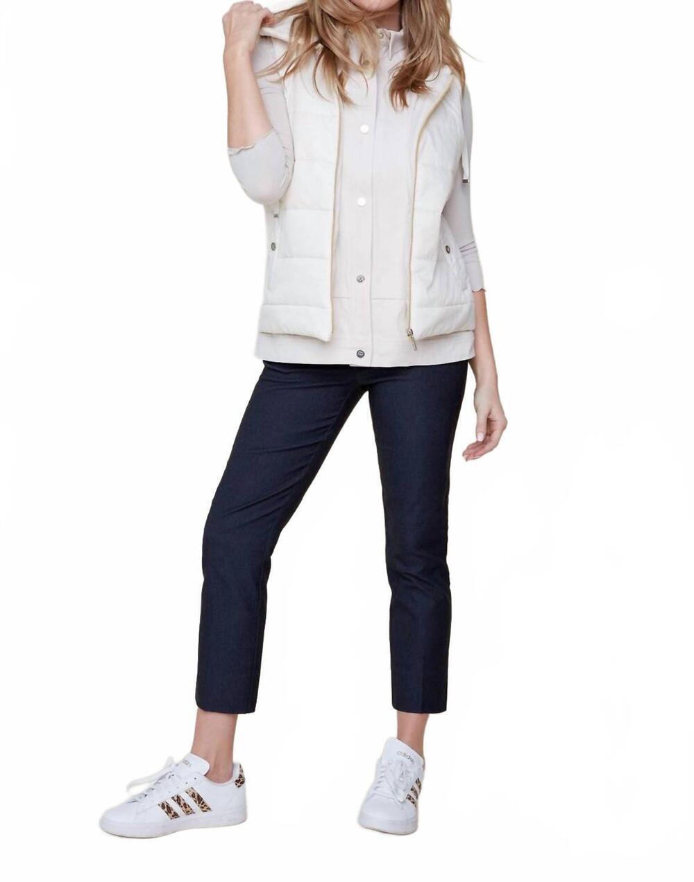 NEW RENUAR puffy hooded vest in oyster